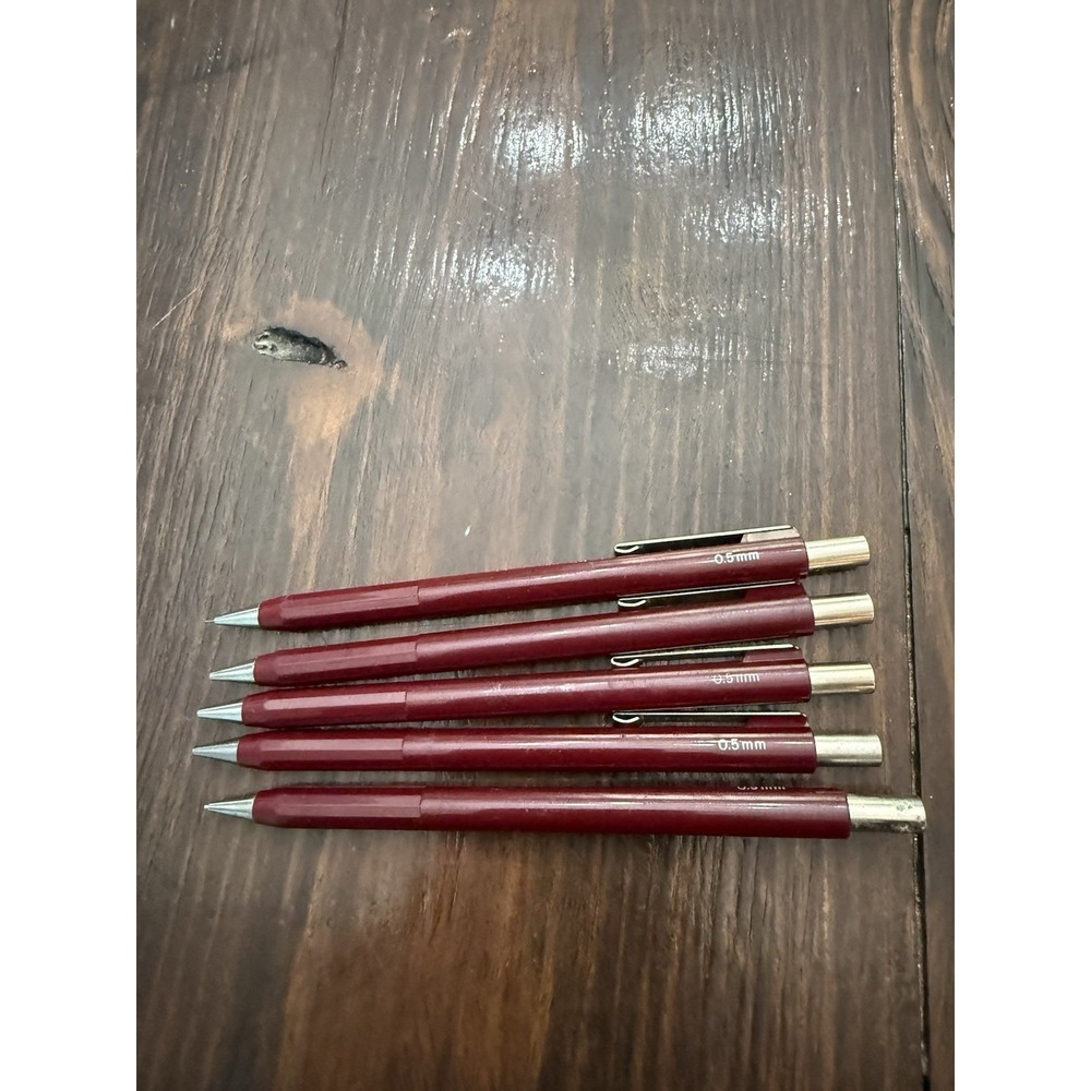 Lot of 5 Vintage Skilcraft Mechanical Pencils 0.5mm Burgundy Hexagonal‎ Barrel